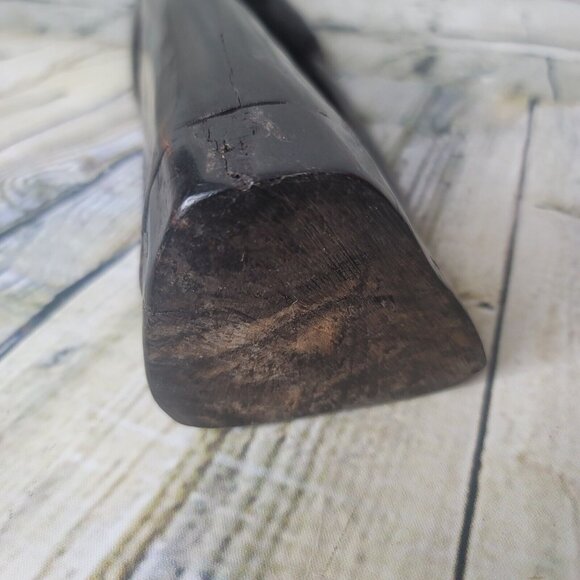 Vtg Asian Wood Carving Chinese Man w Staff Statue Figure Oriental Art Wood 12" - Picture 11 of 12